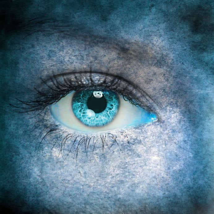 Textured human face close up